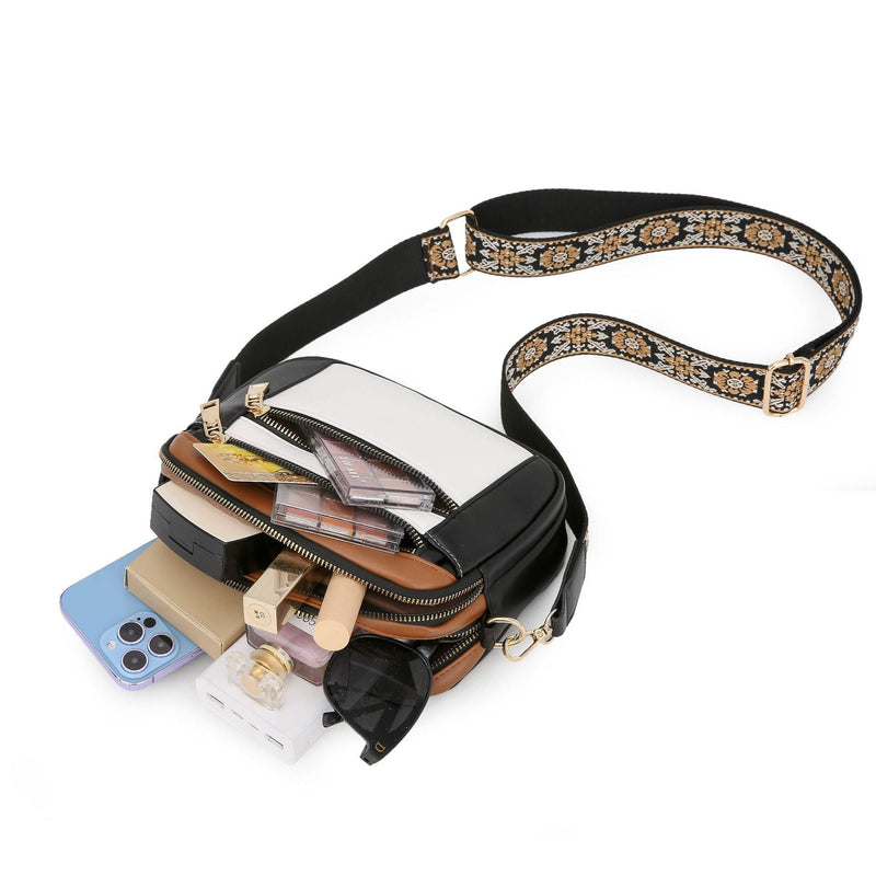 Ladies' Small Square Bag Two-tone Leather Crossbody Bag Large-capacity PU Crossbody Wallet Multi-functional For Women's Bag 99c7f472-6b3c-4aa2-a33c-87e7422db4fc