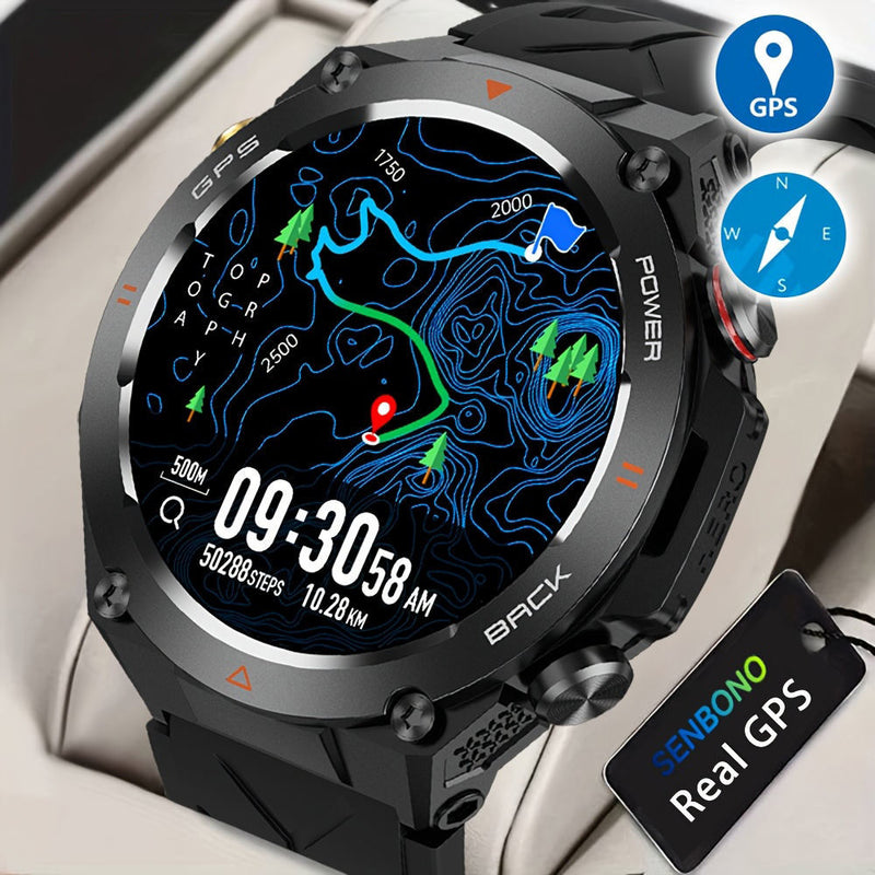 SENBONO GPS Smart Watch Men 1.45'' HD Screen Built-In GPS Altimeter Barometer Compass AI Voice Compatible With Android & IPhone 9df991a0-c450-4e38-9706-ef3b8773f6a6