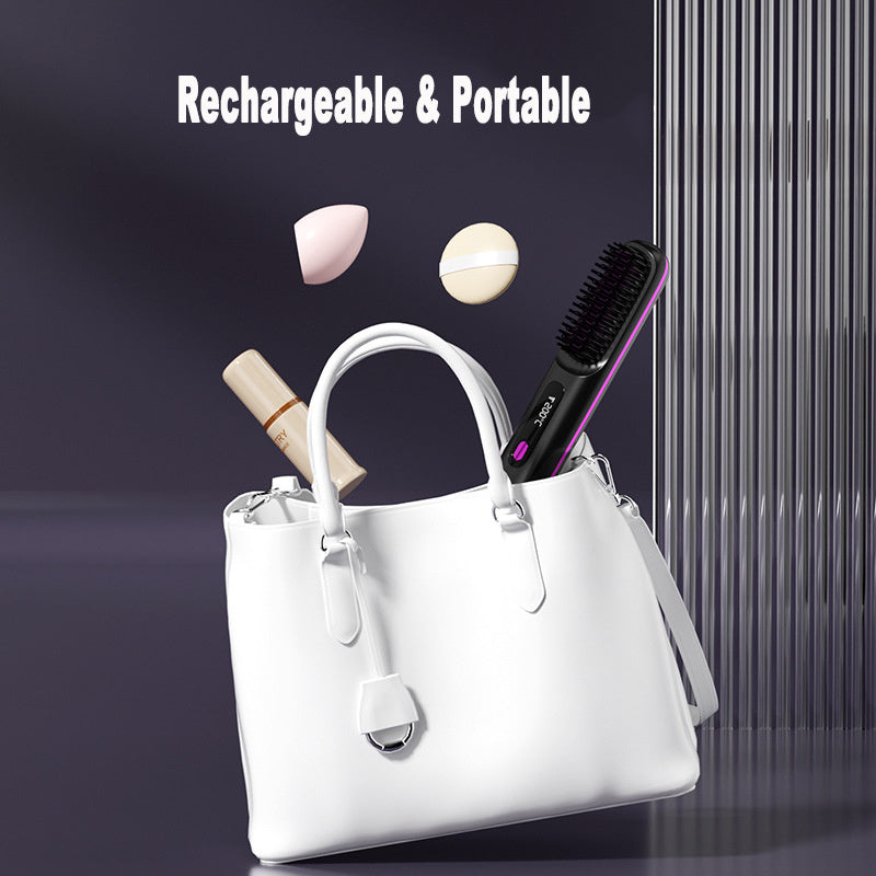 2 In 1 Straight Hair Comb Wireless Hair Straightener Brush Hair Fast Heating Portable Hot Curler USB Charging a1d5cd13-f5e3-423f-aa8b-2d40ab400b57