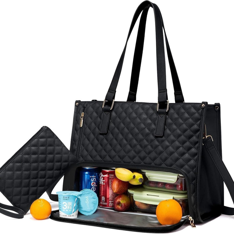 Fashionable Lunch Tote Bag Women's Thermal Insulation Lunch Box Leak-proof Crossbody Computer Storage Bag Quilted Large Capacity Handbag With Purse a2093e78-1f33-4b9a-bf9f-b26e4ec6854f