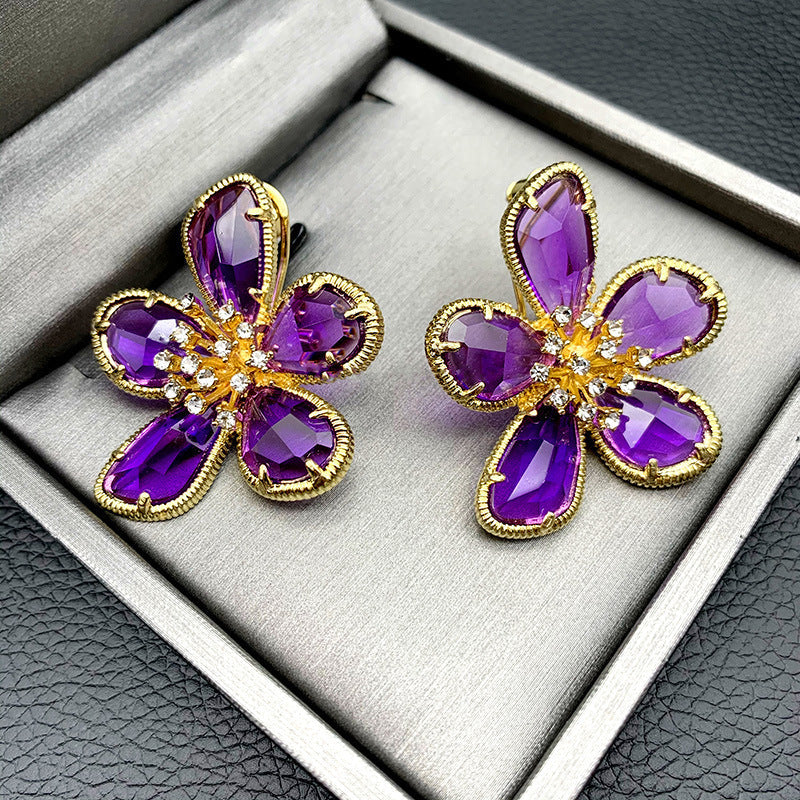 Women's European And American Exaggerated Crystal Flower Earrings a2094efc-a5d9-45ec-964f-3a9fdf2e968b