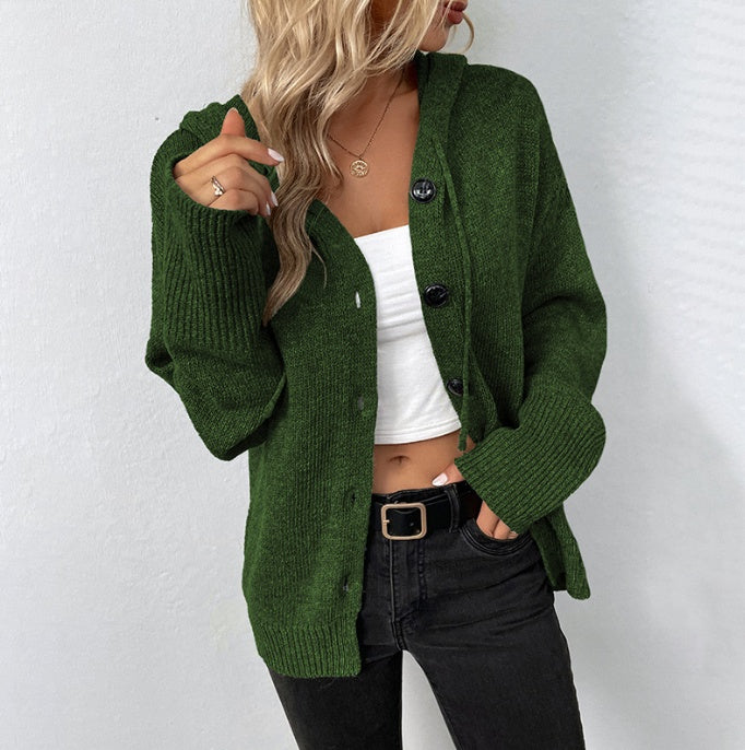 Ins Single-breasted Hooded Sweater Women's Solid Color Cardigan Coat Clothing a77d223c-01ed-4b9e-b8c3-8d534c90ffdb
