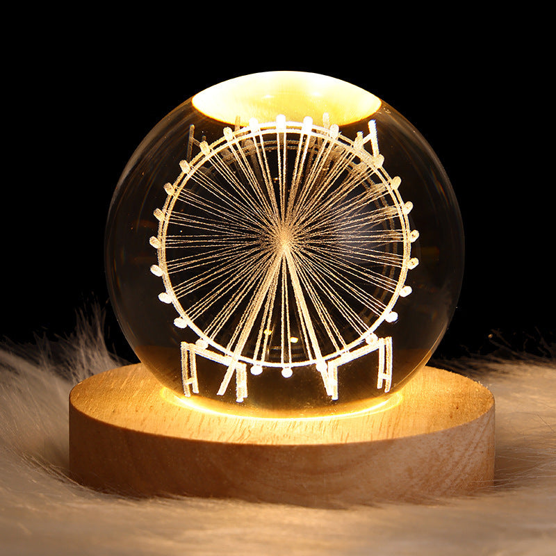Luminous Starry Sky And Planets Moon Moon Crystal Ball Small Night Lamp Projection Ambience Light Creative Gift New Strange Gift - NOMAN STORE LLC