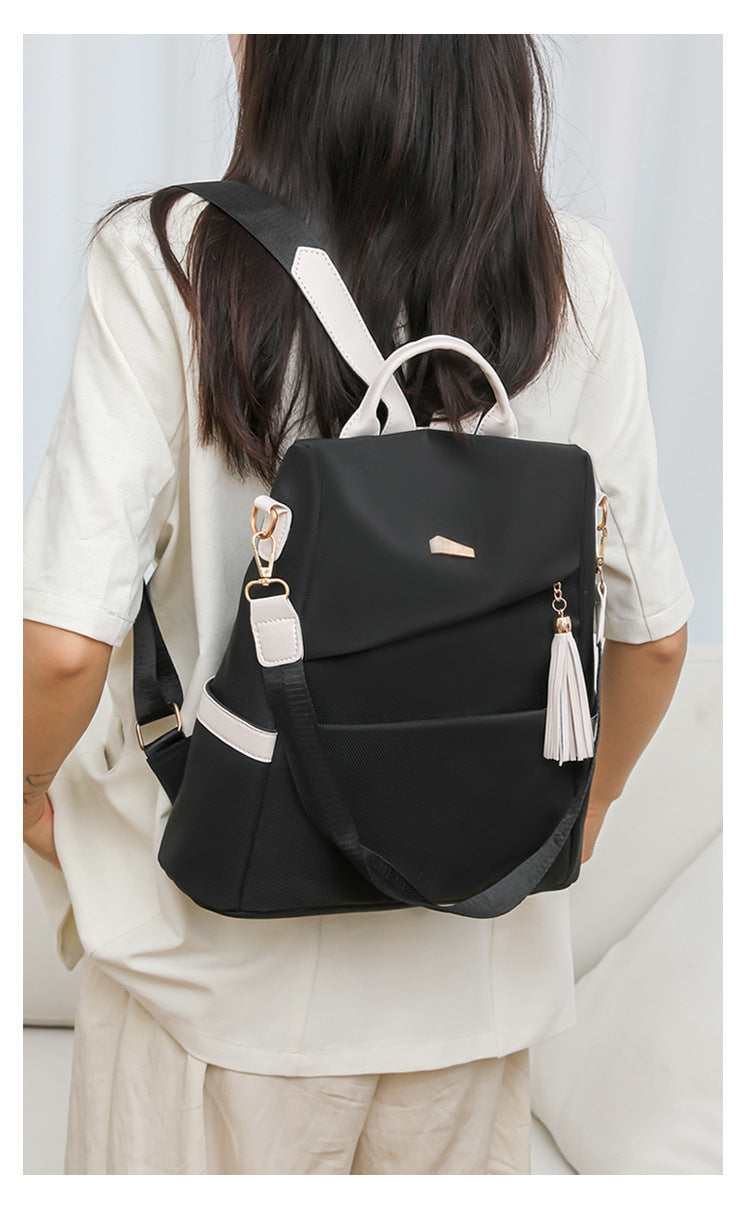 Oxford Cloth Stitching Women'S Backpack Anti-Theft Back Zipper Girls Schoolbag Casual Travel Double Shoulder Backpack a8139747-19ef-456e-9766-74756b2477c0