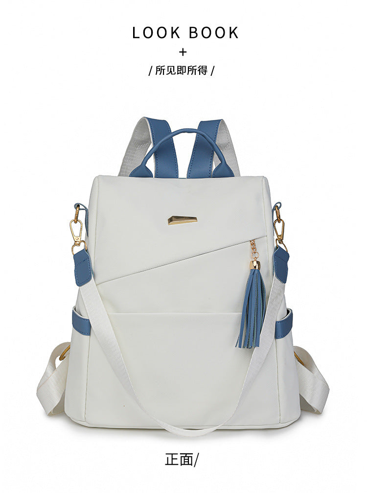 Oxford Cloth Stitching Women'S Backpack Anti-Theft Back Zipper Girls Schoolbag Casual Travel Double Shoulder Backpack a9b0a0fe-baa9-48ad-a1dd-3e69c1f9bd76