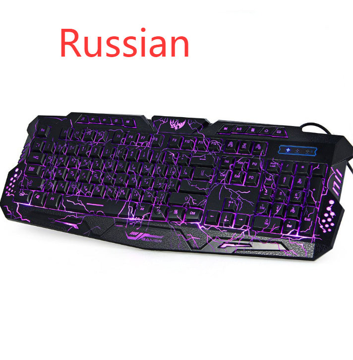 J10 tricolor backlight wired gaming keyboard set colorful luminous gaming mouse keyboard Russian keyboard adca5f6b-036d-4089-b645-09884c0a003f