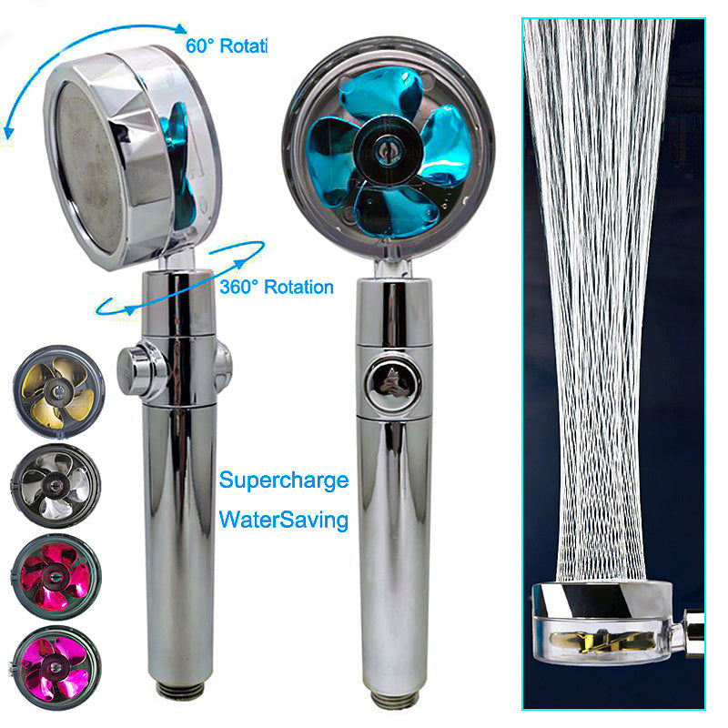 Shower Head Water Saving Flow 360 Degrees Rotating With Small Fan ABS Rain High Pressure Spray Nozzle Bathroom Accessories - NOMAN STORE LLC
