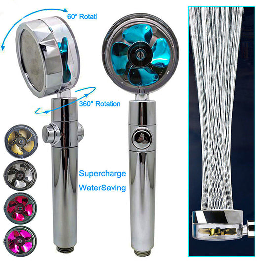 Shower Head Water Saving Flow 360 Degrees Rotating With Small Fan ABS Rain High Pressure Spray Nozzle Bathroom Accessories - NOMAN STORE LLC