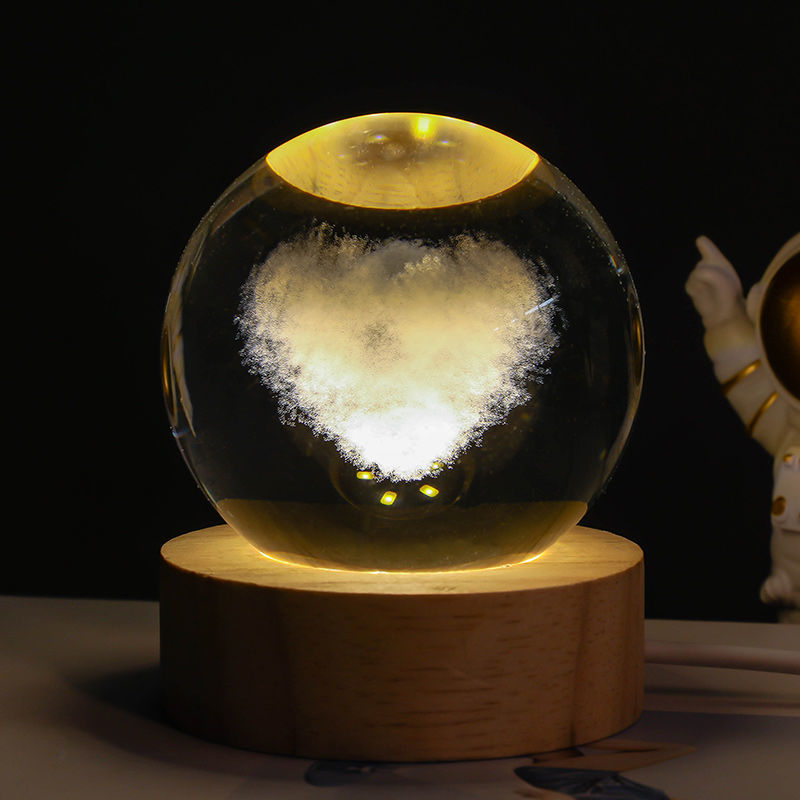 Luminous Starry Sky And Planets Moon Moon Crystal Ball Small Night Lamp Projection Ambience Light Creative Gift New Strange Gift - NOMAN STORE LLC
