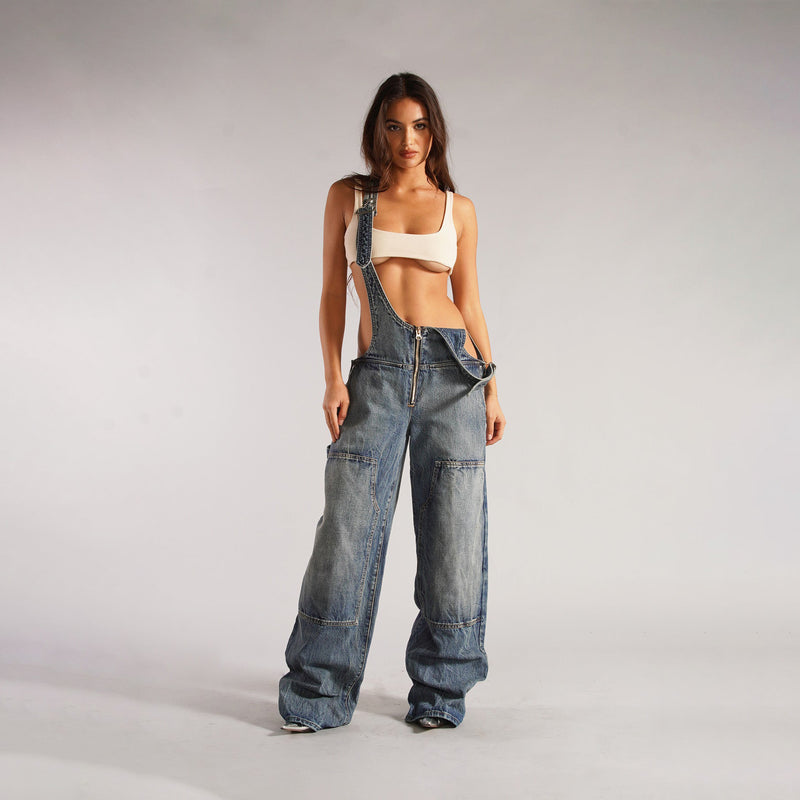 Y2K Zipper Denim Overalls With Pockets Fashion Loose Suspender Jumpsuit Streetwear Jeans Pants Womens Clothing b3b3451d-b761-435e-a322-067e7cf28e23