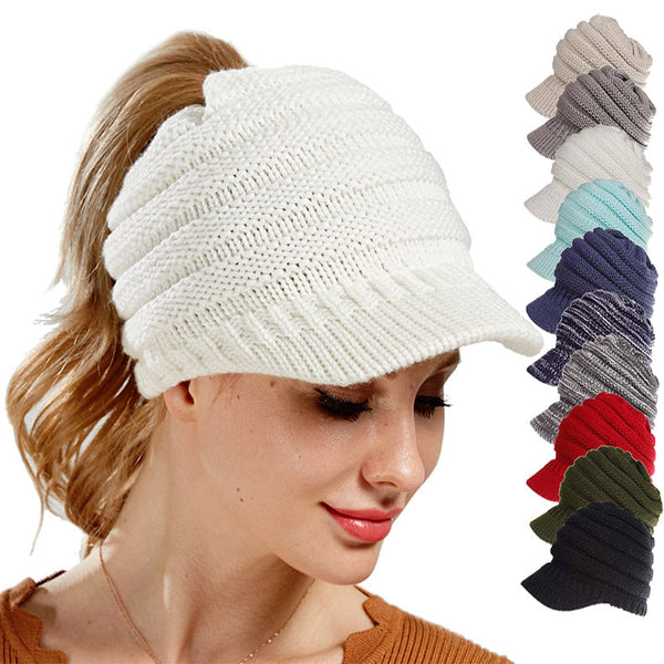 Women Ponytail Beanies Autumn Winter Hats Female Soft Knitting Caps Warm Ladies Skullies b43450b0-33bc-4ae0-adff-394e59db74f9