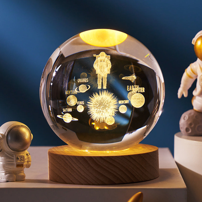 Luminous Starry Sky And Planets Moon Moon Crystal Ball Small Night Lamp Projection Ambience Light Creative Gift New Strange Gift - NOMAN STORE LLC