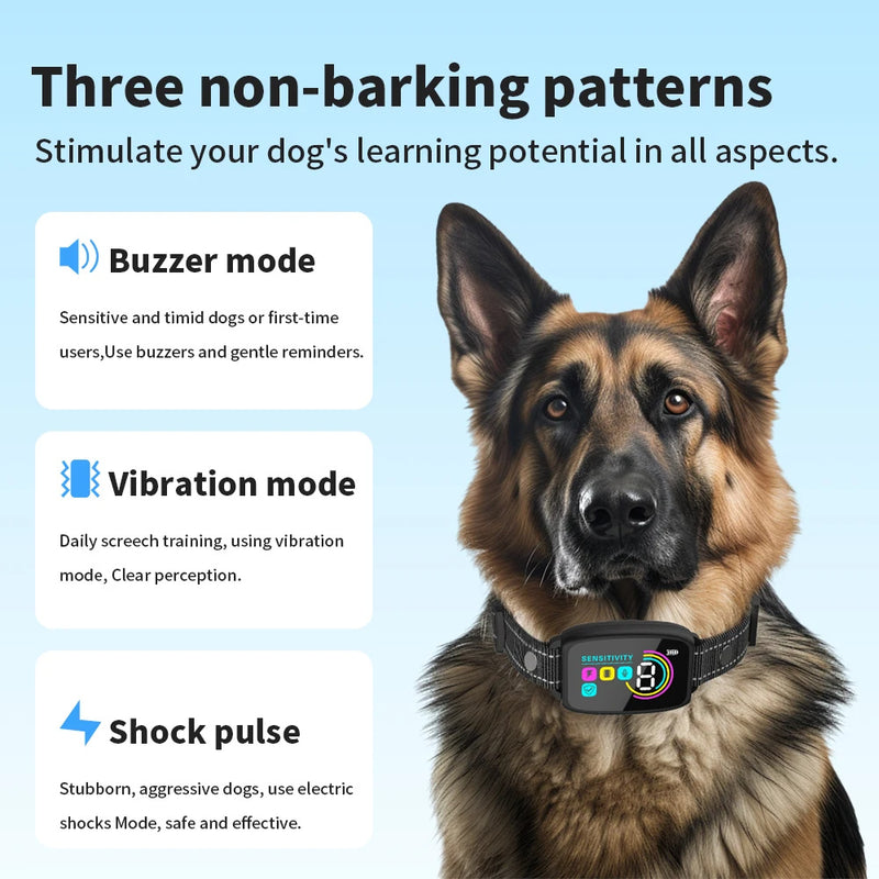 Smart Automatic Anti Barking Dog Collar Rechargeable Bark Stopper Stop Barking HD Digital Display IP67 Waterproof Collar For Dogs Pet Products b5b08e02-831c-4683-bb53-0555d3a6502e