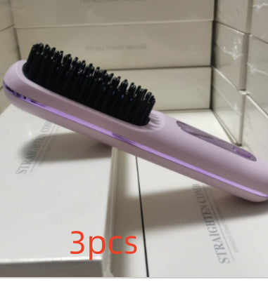 2 In 1 Straight Hair Comb Wireless Hair Straightener Brush Hair Fast Heating Portable Hot Curler USB Charging b5dc45b6-aac2-43fb-8c7b-48731ae84762