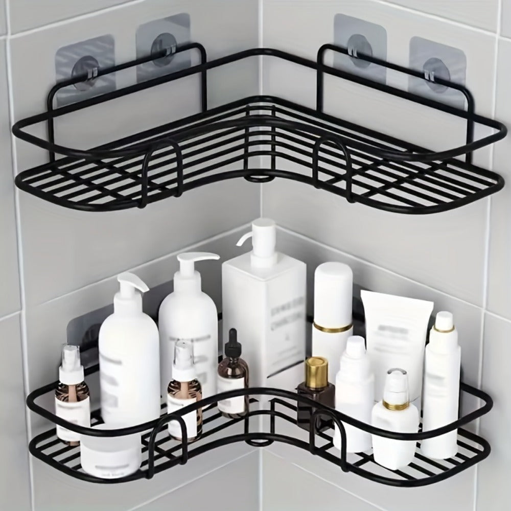 1pc Wall Mounted Bathroom Shelf, Shower Caddy Rack, No Punching Triangle Storage Rack For Bathroom Kitchen, Bathroom Accessories - NOMAN STORE LLC
