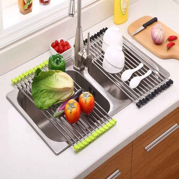 Folding Kitchen Drain Sink Rack Stainless Steel b7de6f24-e3a8-4c2b-96a8-34e7bcada5b4