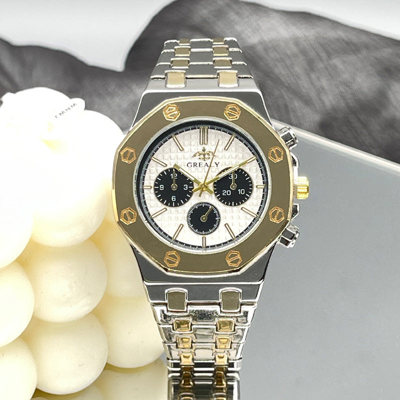 Fashion Men's And Women's Same Steel Belt Quartz With Calendar Waterproof Couple's Watch ba0516c0-b1e0-48c5-bfb6-18a8da178139