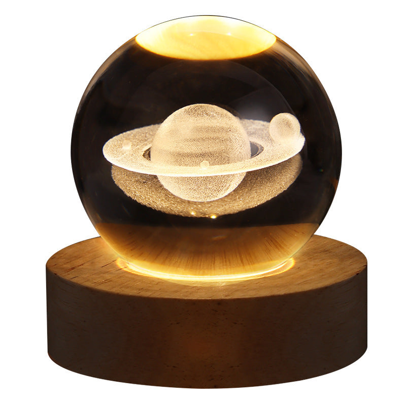 Luminous Starry Sky And Planets Moon Moon Crystal Ball Small Night Lamp Projection Ambience Light Creative Gift New Strange Gift - NOMAN STORE LLC