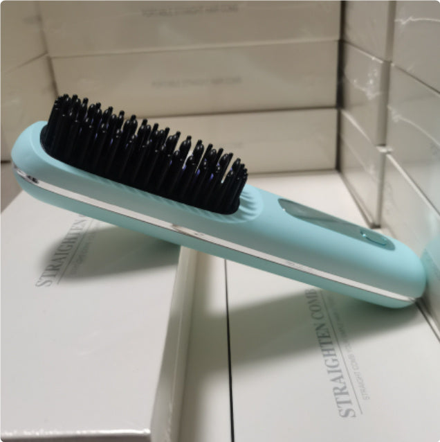 2 In 1 Straight Hair Comb Wireless Hair Straightener Brush Hair Fast Heating Portable Hot Curler USB Charging - NOMAN STORE LLC