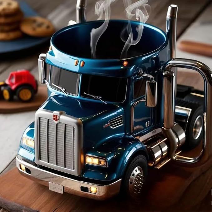 Durable Truck Coffee Mug Semi Truck Handcrafted Coffee Cup Semi-trailer Shaped Semi-Truck Coffee Mugs For Family bcabb9eb-7509-46c0-b82e-f5422a3d4c64