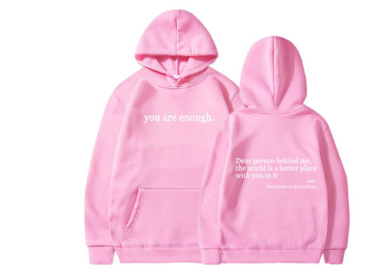 Dear Person Behind Me,the World Is A Better Place,with You In It,love,the Person In Front Of You,Women's Plush Letter Printed Kangaroo Pocket Drawstring Printed Hoodie Unisex Trendy Hoodies be43555d-3218-4905-878b-129a34c4756b