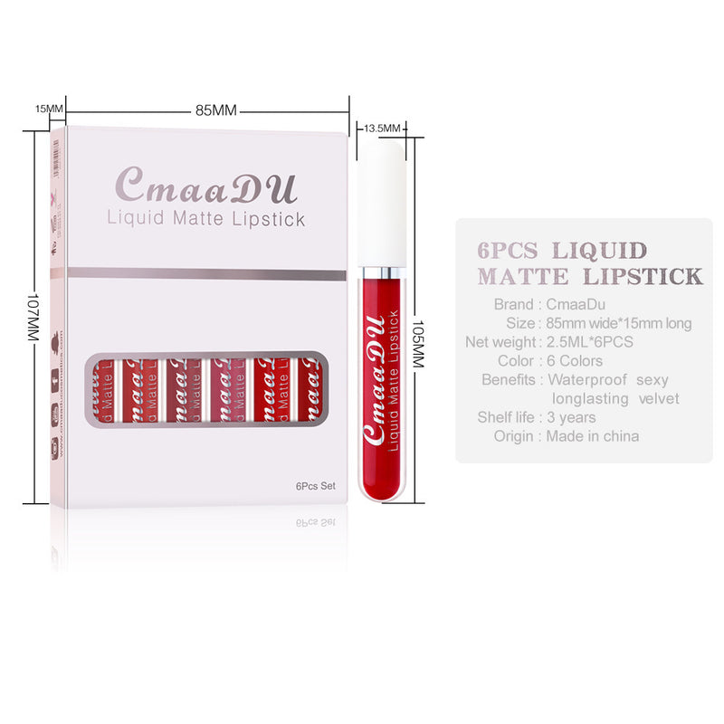 6 Boxes Of Matte Non-stick Cup Waterproof Lipstick Long Lasting Lip Gloss be72f526-9584-4c68-acb7-878616754be2
