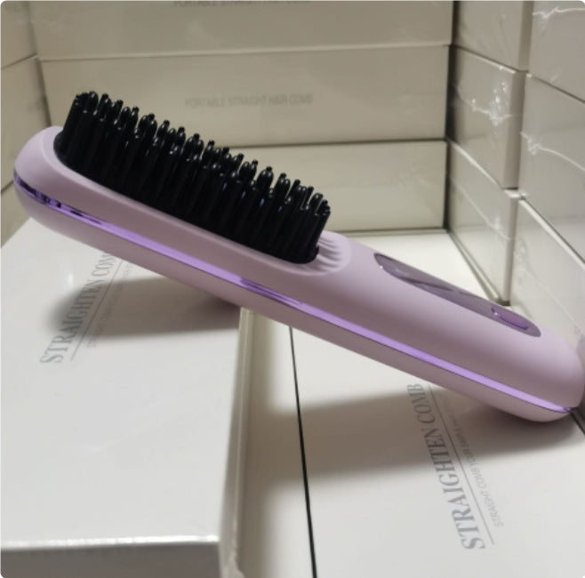 2 In 1 Straight Hair Comb Wireless Hair Straightener Brush Hair Fast Heating Portable Hot Curler USB Charging beabe4c1-8676-4e6d-b985-8f610561e10c
