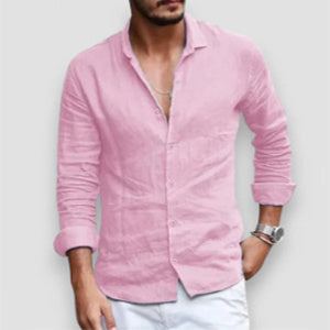 Men's Long Sleeve Shirt Casual Loose Lapel Button Top Solid Color Plus Size Blouse Clothing bf2106ee-4c12-4fc7-91f2-4920320d4168