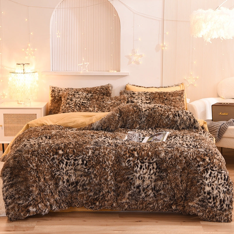 Luxury Thick Fleece Duvet Cover Queen King Winter Warm Bed Quilt Cover Pillowcase Fluffy Plush Shaggy Bedclothes Bedding Set Winter Body Keep Warm - NOMAN STORE LLC