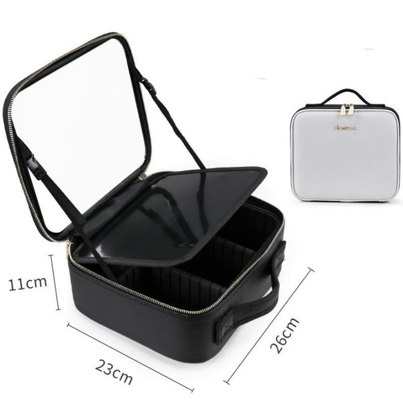 Smart LED Cosmetic Case With Mirror Cosmetic Bag Large Capacity Fashion Portable Storage Bag Travel Makeup Bags - NOMAN STORE LLC