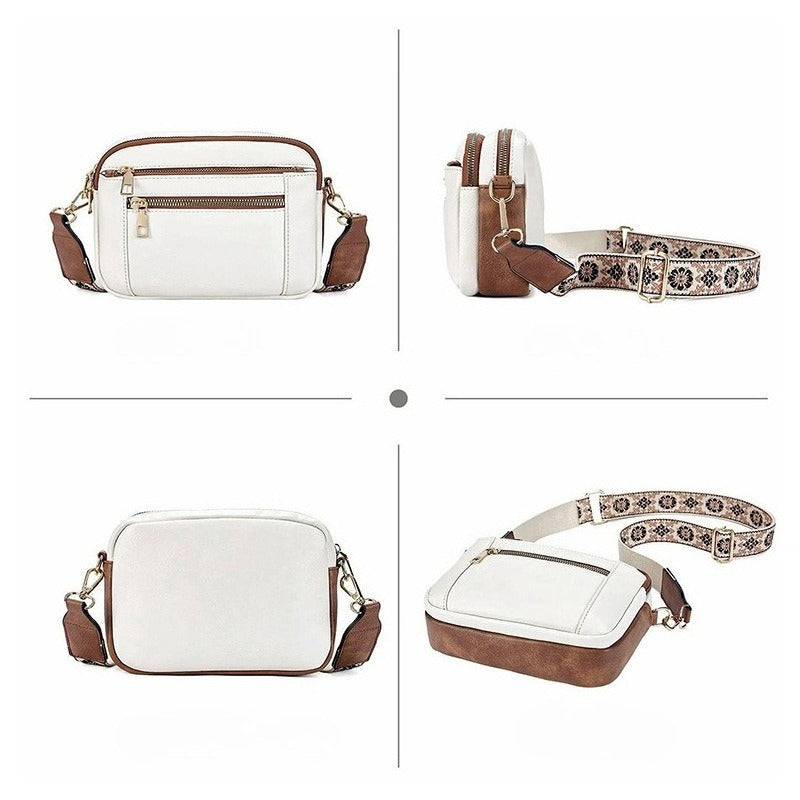 Ladies' Small Square Bag Two-tone Leather Crossbody Bag Large-capacity PU Crossbody Wallet Multi-functional For Women's Bag c221733d-bf4f-4741-9bf5-c2d5a37ac1ce