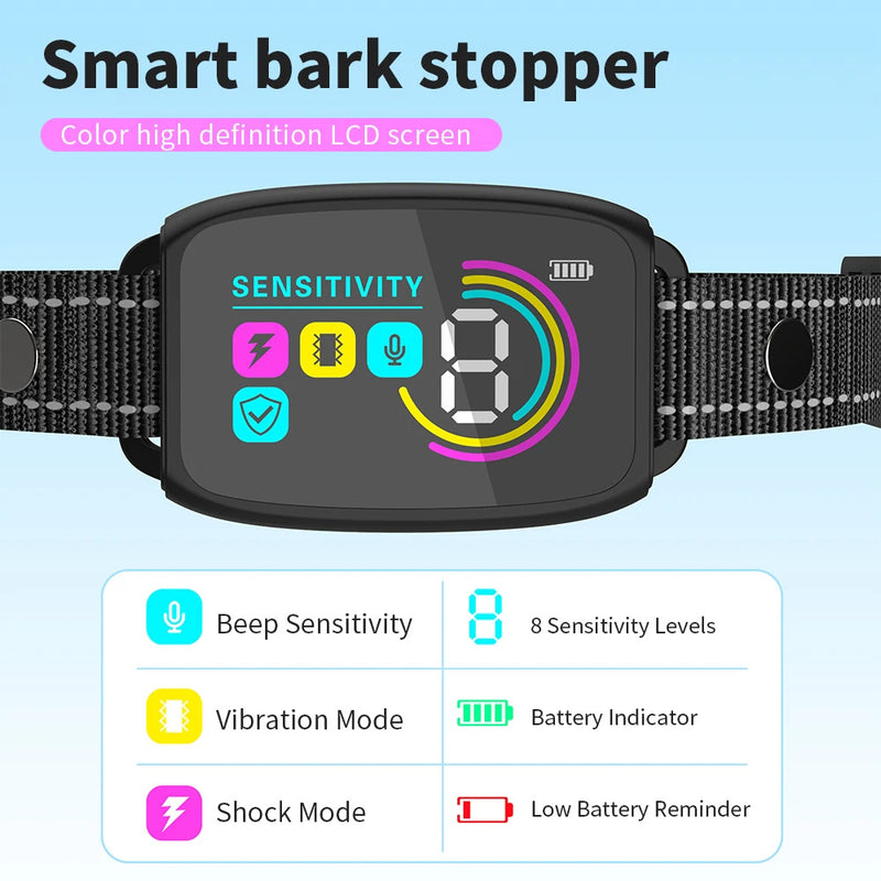 Smart Automatic Anti Barking Dog Collar Rechargeable Bark Stopper Stop Barking HD Digital Display IP67 Waterproof Collar For Dogs Pet Products c223a45a-8a41-42bd-ac0c-f8773c50bb69