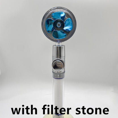 Shower Head Water Saving Flow 360 Degrees Rotating With Small Fan ABS Rain High Pressure Spray Nozzle Bathroom Accessories - NOMAN STORE LLC