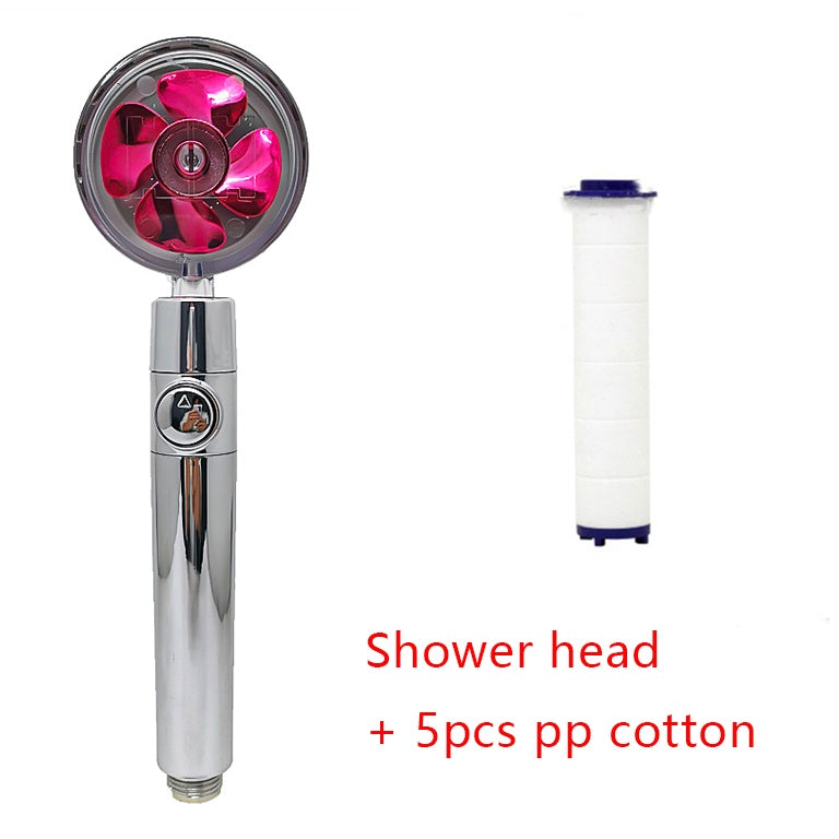 Shower Head Water Saving Flow 360 Degrees Rotating With Small Fan ABS Rain High Pressure Spray Nozzle Bathroom Accessories - NOMAN STORE LLC