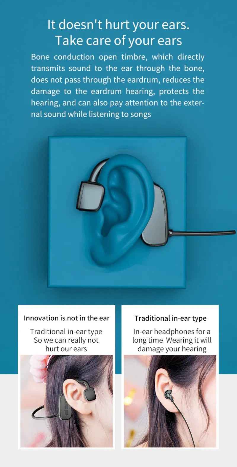 Bone Conduction Headphones Bluetooth 5.1 Wireless Headset Earbuds Outdoor Sport c4731c15-ca61-453b-95dd-13932477f9e0