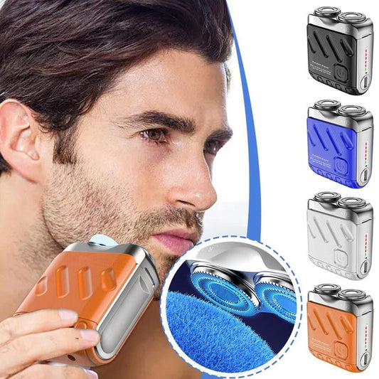 Portable Rotary Dual Ring Electric Shaver Men Travel Mini Shaver Double Floating Magnetic Blade Head Rechargeable Pocket Razors - NOMAN STORE LLC