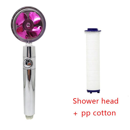 Shower Head Water Saving Flow 360 Degrees Rotating With Small Fan ABS Rain High Pressure Spray Nozzle Bathroom Accessories - NOMAN STORE LLC