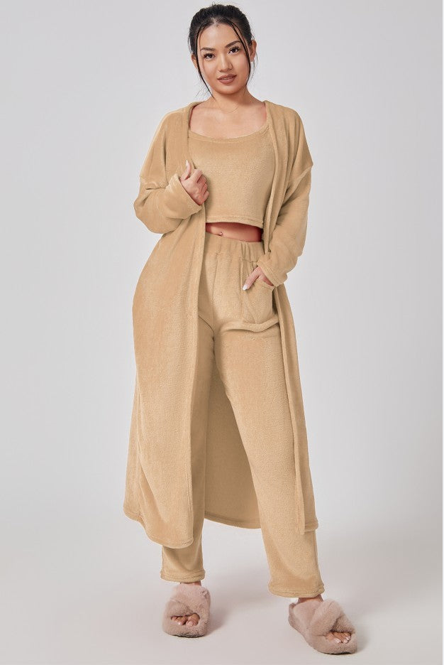 3 Piece Lounge Set, Cute Loungewear, Warm Suit Sets, Matching Set, Lounge Set, 3 Piece Pant Sets, Women Winter Dress - NOMAN STORE LLC