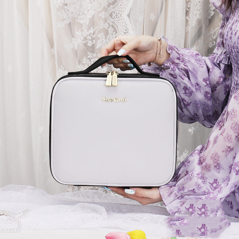 Smart LED Cosmetic Case With Mirror Cosmetic Bag Large Capacity Fashion Portable Storage Bag Travel Makeup Bags - NOMAN STORE LLC