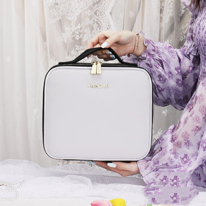 Smart LED Cosmetic Case With Mirror Cosmetic Bag Large Capacity Fashion Portable Storage Bag Travel Makeup Bags - NOMAN STORE LLC