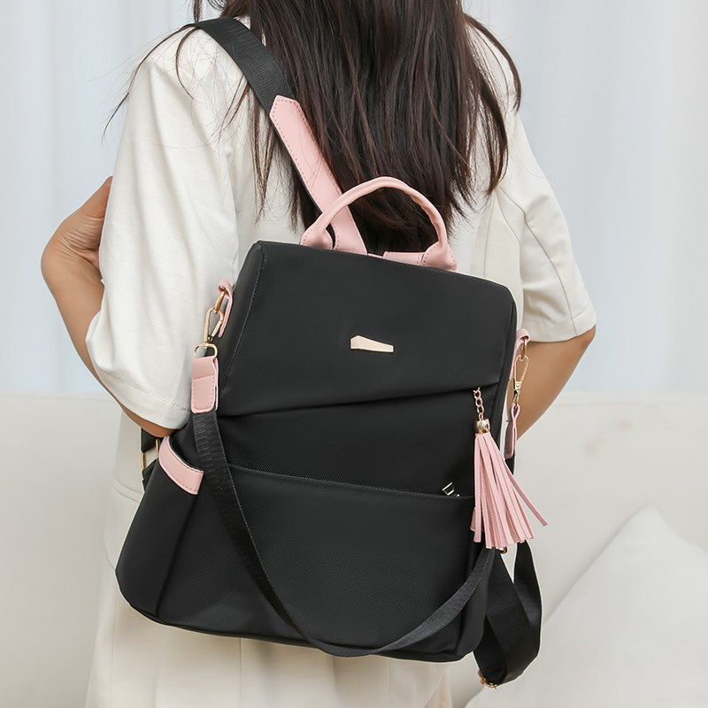 Oxford Cloth Stitching Women'S Backpack Anti-Theft Back Zipper Girls Schoolbag Casual Travel Double Shoulder Backpack cadef5b6-a1b7-4491-a16d-33d3425b91d7