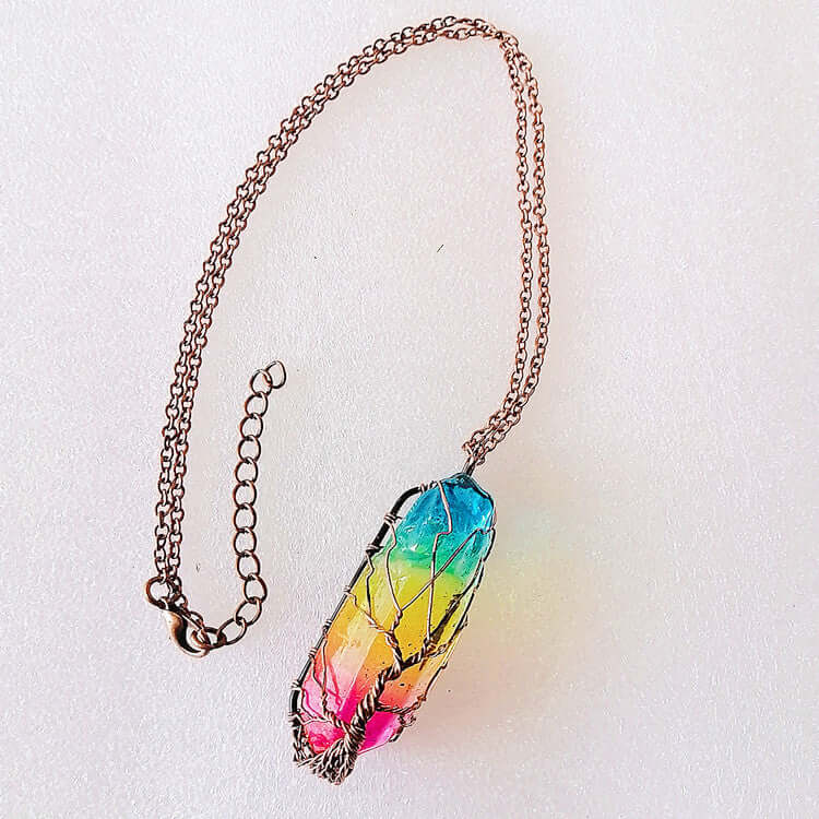 Hot Selling Stone Crystal Pillar Tree Of Life Pendant Ins Fashion Necklace cce3a1d1-3164-49ac-8dc6-b18f09228b30