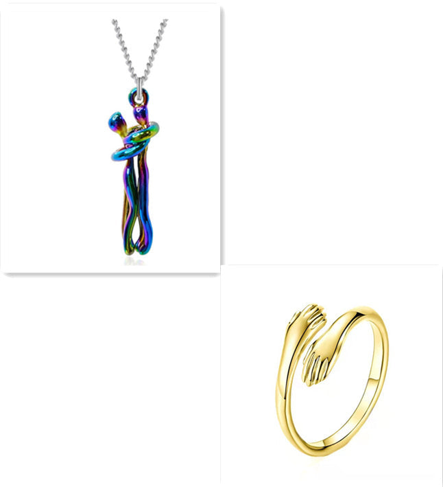 Love Hug Necklace Unisex Men Women Couple Jewelry Simple Temperament Clavicle Chain Valentines Day Lover Gift cd9faedd-c119-42e0-96dd-e2856d0ac81d