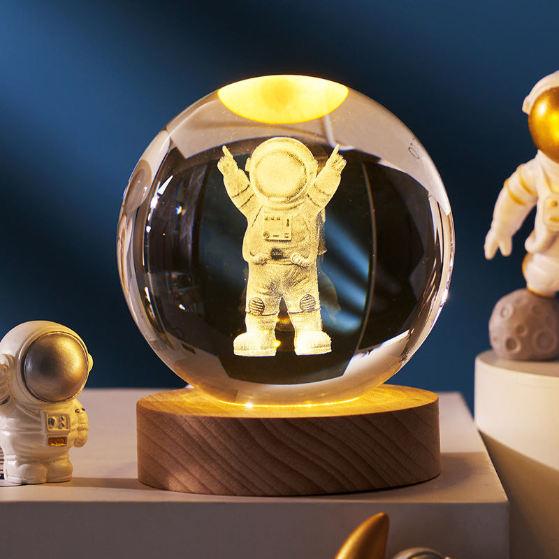 Luminous Starry Sky And Planets Moon Moon Crystal Ball Small Night Lamp Projection Ambience Light Creative Gift New Strange Gift - NOMAN STORE LLC