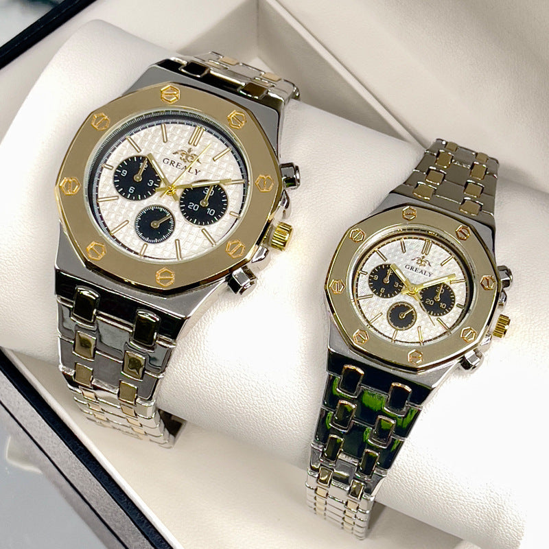 Fashion Men's And Women's Same Steel Belt Quartz With Calendar Waterproof Couple's Watch cfc759b0-b6c8-427b-a693-cea3c3becd3f