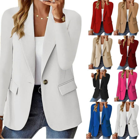 Ins Lapel Button Jacket Fashion Commuter Casual Suit Jacket Women's Long-sleeved Tops Outwear Clothing - NOMAN STORE LLC