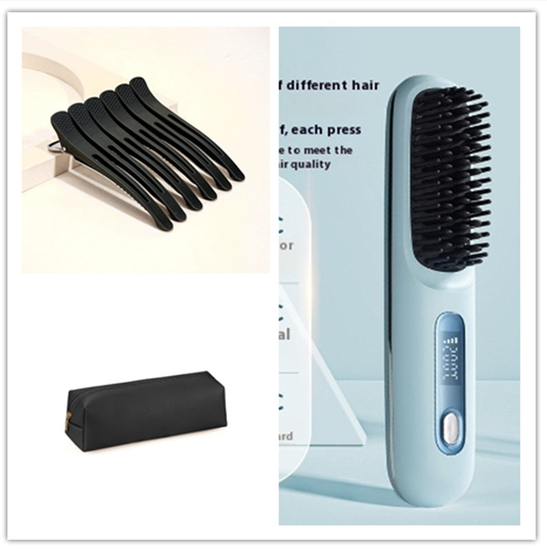 2 In 1 Straight Hair Comb Wireless Hair Straightener Brush Hair Fast Heating Portable Hot Curler USB Charging d240dba9-0533-4089-b7d8-70fa85e34054