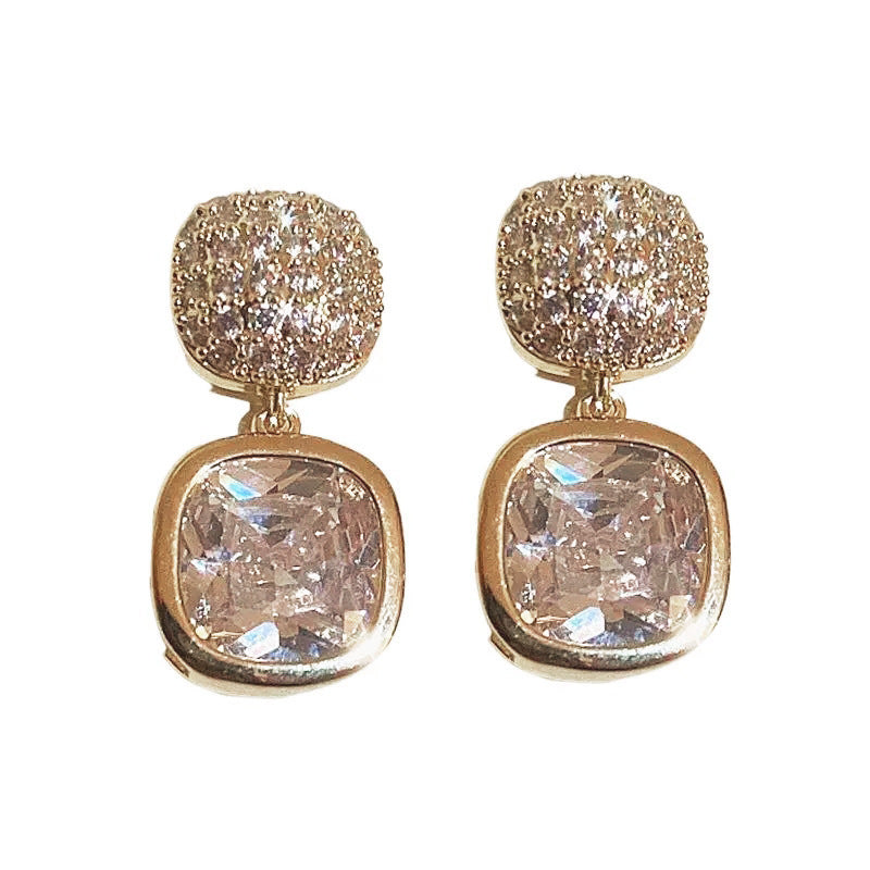 Simple Square Zircon Stud Earrings Ins Light Luxury High-end Women's New All-matching d26800e7-fbc0-4910-a96b-f08c85f8790a