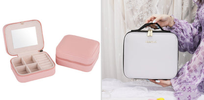 Smart LED Cosmetic Case With Mirror Cosmetic Bag Large Capacity Fashion Portable Storage Bag Travel Makeup Bags - NOMAN STORE LLC