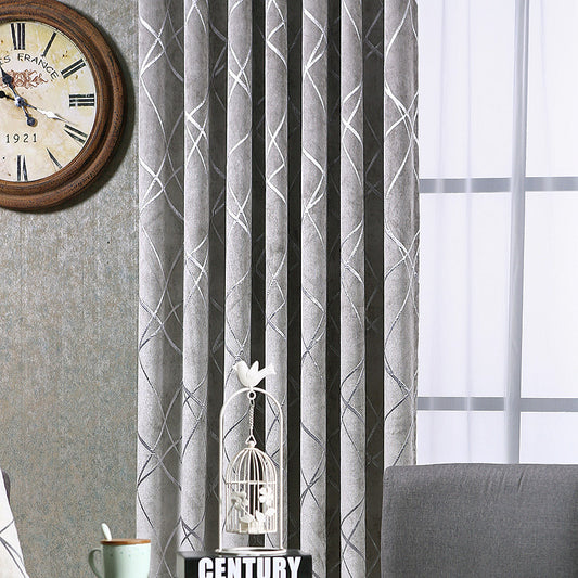 Solid Color Simple Modern Light Luxury Living Room Chenille Blackout Curtains - NOMAN STORE LLC